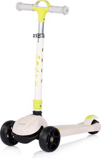 Patinete infantil de tres ruedas con ruedas LED y plegado Chipolino Moxie – blanco/lima