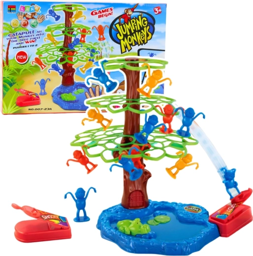 Juego familiar de habilidad Monitos saltarines – árbol con estanque