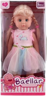 Muñeca caminadora con vestido rosa 40 cm
