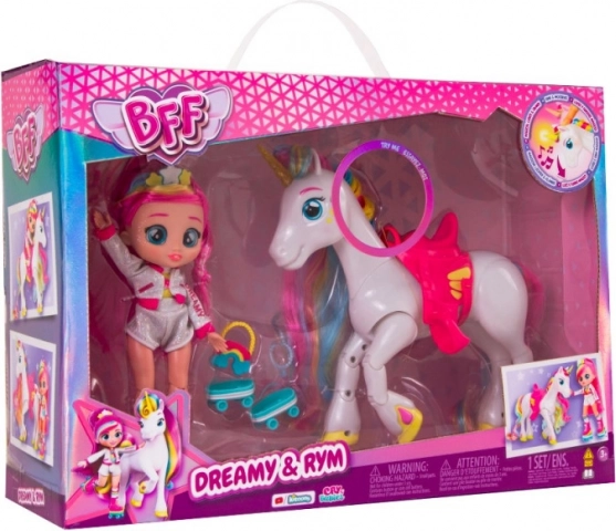 Cry Babies BFF Dreamy y el unicornio Rym – muñeca con accesorios y efectos de luz y sonido