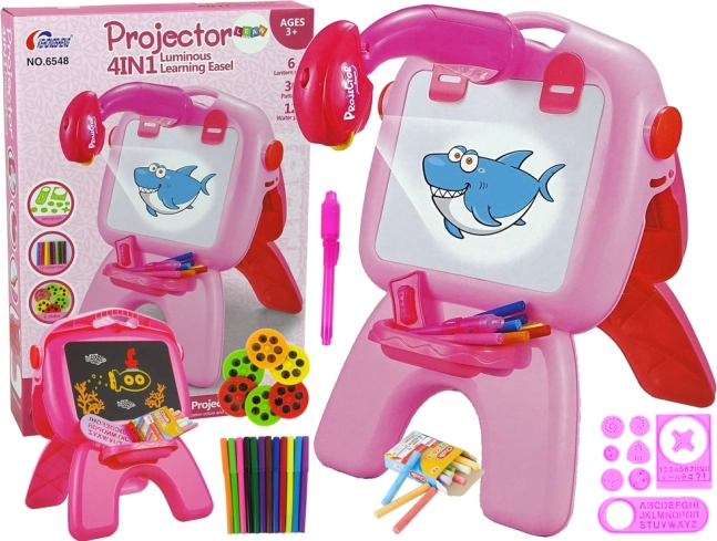 Pizarra de dibujo de doble cara con proyector – rosa