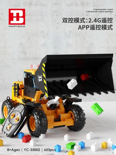 Set de construcción de bulldozer con control remoto (653 piezas)
