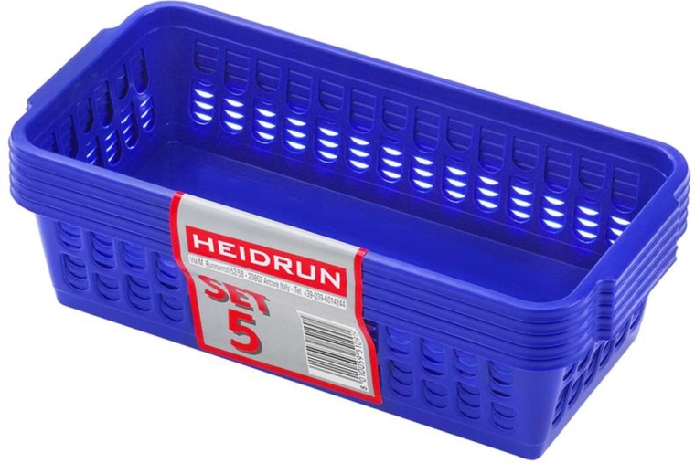 Cestitas de plástico HEIDRUN 20,5 × 10 × 6,5 cm, set de 5 uds., mix de colores