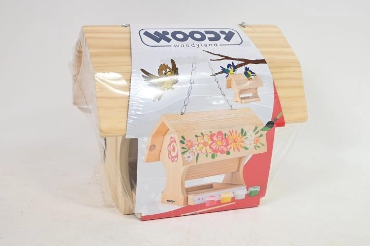 WOODYLAND Comedero de madera para pájaros para pintar