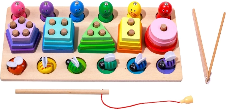 2Kids Toys juguete de madera multifuncional para encajar y pesca