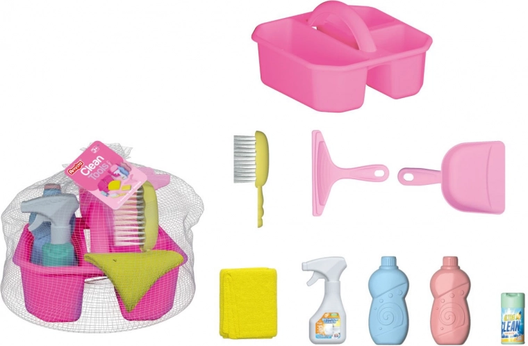 Set infantil de limpieza de 9 piezas con portador y accesorios