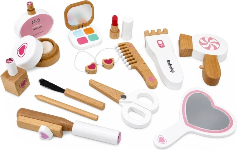Set de madera de 16 piezas para jugar al salón de belleza