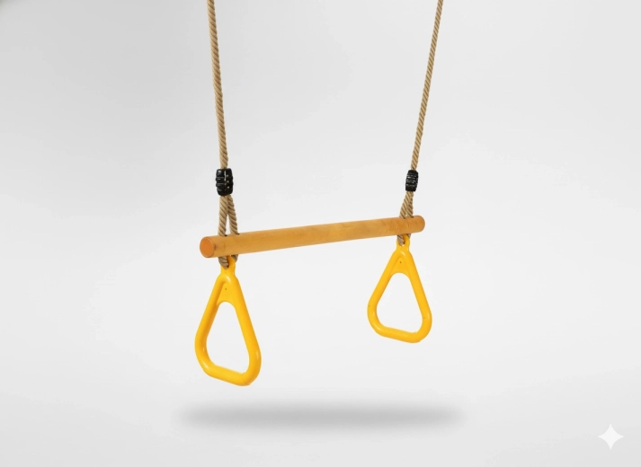 Columpio trapezoidal de madera para niños con agarraderas triangulares 3,5 × 40 × 110 cm