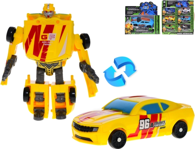 Coche de carreras robot de 11 cm: juguete transformable para niños