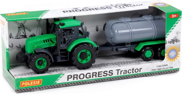 Tractor Progres con remolque cisterna de fricción