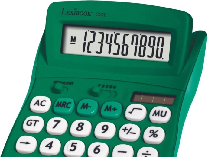 Calculadora de bolsillo Lexibook de 10 dígitos, superficie de goma, verde