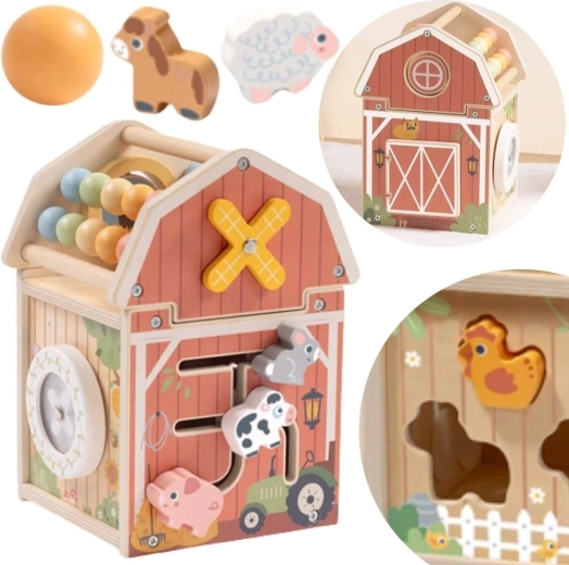 Granero de actividades de madera con ábaco y clasificador TOOKY TOY