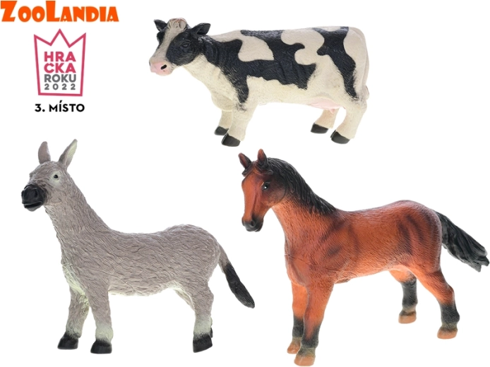 Zoolandia animales de granja 21–24 cm: vaca, caballo y burro