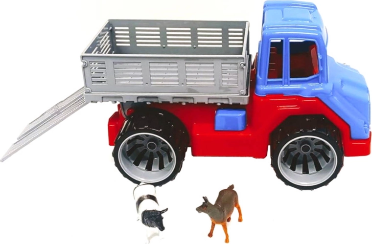 Camión agrícola de fricción (rueda libre) con 2 animalitos - 1 unidad