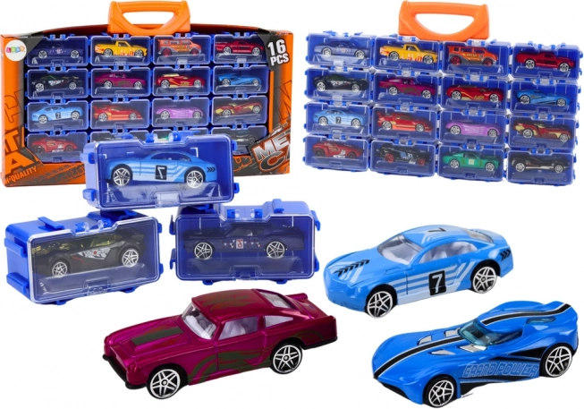 Set de cochecitos metálicos en maletín, 16 piezas