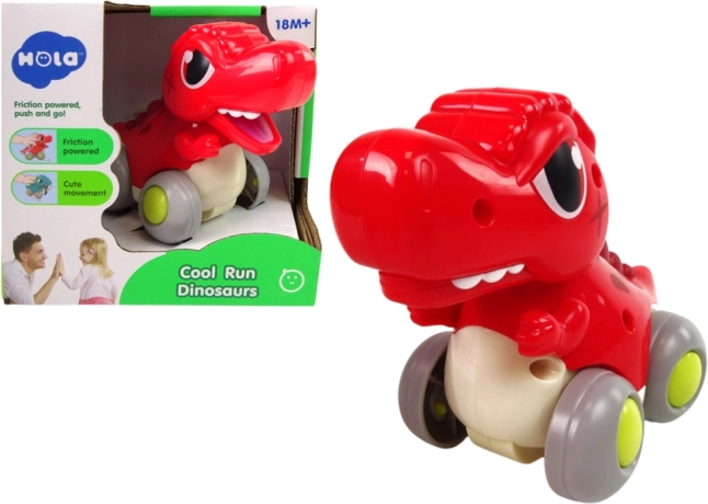 Dinosaurio rojo con ruedas T‑Rex – juguete de arrastre/de fricción para los más pequeños