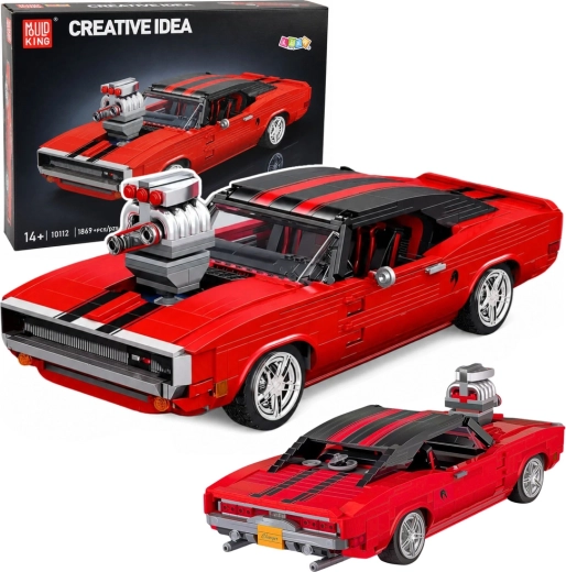 Juego de construcción de coche deportivo Charger rojo (1869 piezas)