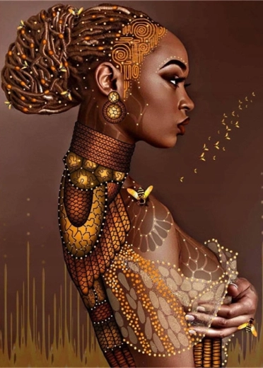 Pintura de diamantes – mujer con moño 30 × 40 cm