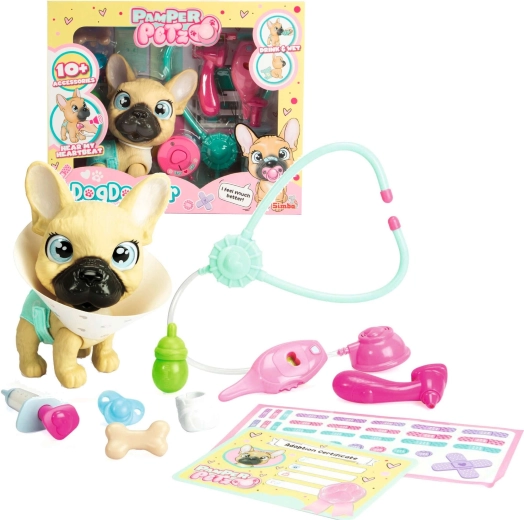 Figura PAMPER PETZ set veterinario con bulldog francés