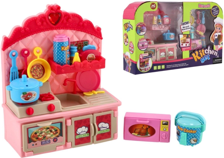 cocinita infantil con accesorios en caja