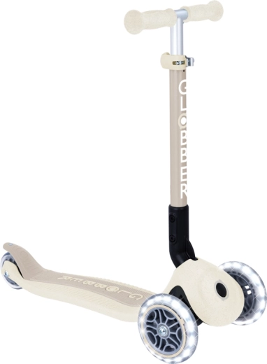 Globber junior patinete plegable de tres ruedas con ruedas LED ecologic coconut