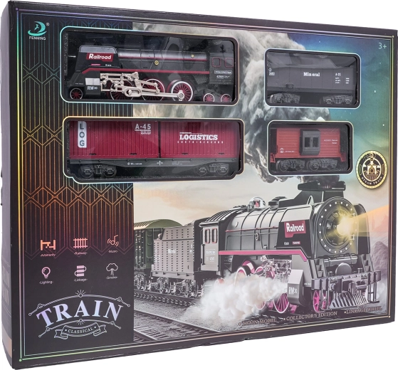 Tren retro con luces, sonidos y humo de 138 cm