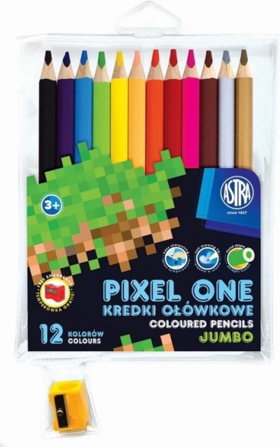 Lápices de colores ASTRA Pixel One jumbo 12 uds con sacapuntas