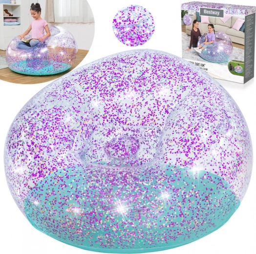Puf inflable brillante BESTWAY Glitter Dream 112 × 114 × 66 cm