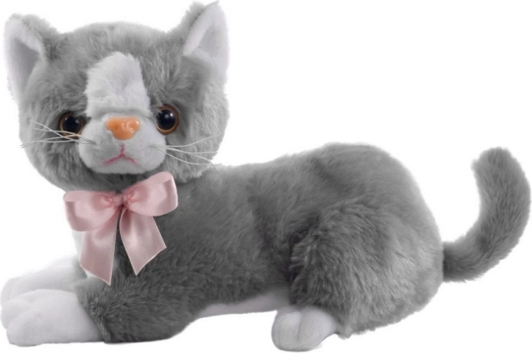 Gato gris de peluche Flico con lazo 34 cm