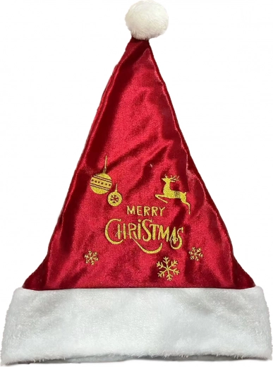 Gorro navideño con estampado dorado