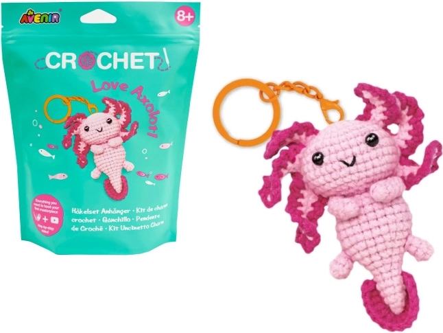 Crea tu propio llavero axolote tejido a ganchillo – kit creativo