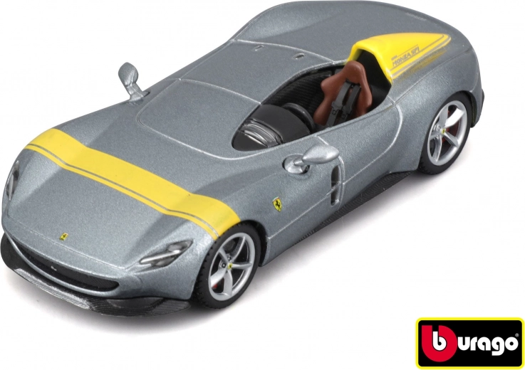 Modelo de coche metálico 1:43 BBURAGO Ferrari Monza SP1 plateado/amarillo
