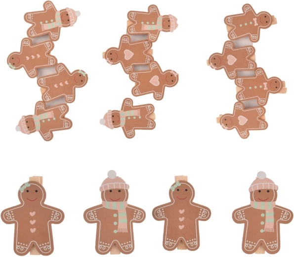 Pinzas decorativas de madera con motivo de galleta de jengibre, 4 uds.