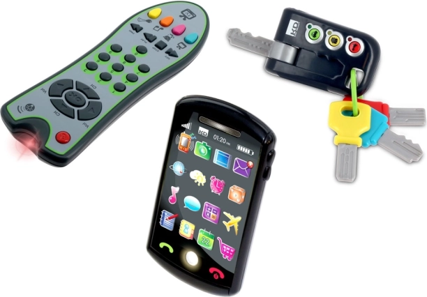 Set trío Tech Too – llaves, mando a distancia de TV y smartphone infantil