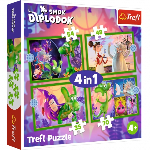 Puzzle 4 en 1 Mundo del Dragón Diplodocus