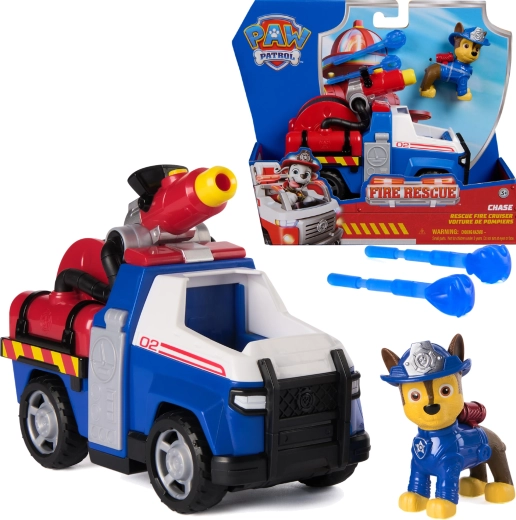 Paw Patrol vehículo de rescate de bomberos CHASE con figura y proyectiles de agua