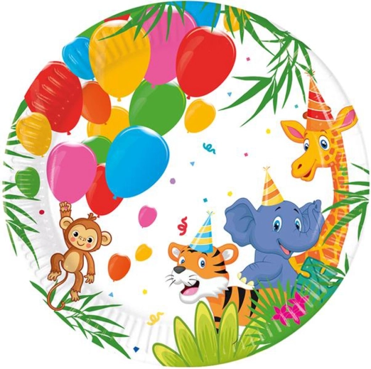 Platos de papel jungla 20 cm, 8 uds