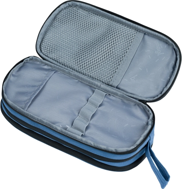 Estuche tipo etui con 3 compartimentos y cremalleras YKK