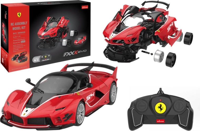 Kit de construcción RASTAR 1:18 FERRARI FXX-K EVO rojo, 88 piezas – modelo RC