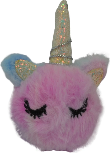 Llavero con pompón de unicornio