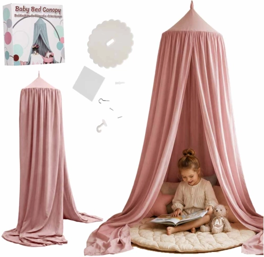 Dosel infantil sobre la cama boho – rosa claro