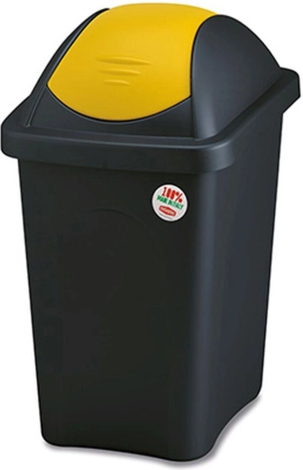 Papelera con tapa basculante MULTIPAT 30 l, rectangular, tapa negro‑amarilla