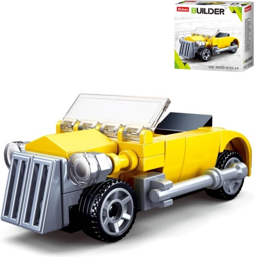 Sluban Builder descapotable clásico amarillo – set de construcción de 48 piezas