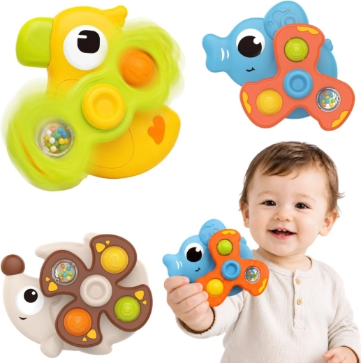 Woopie Baby juguetes sensoriales giratorios con ventosa animales 3 uds