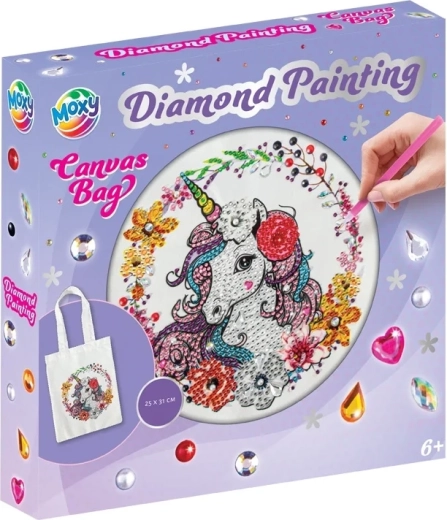 Pintura de diamantes – bolsa de lona Unicornio 25 × 31 cm