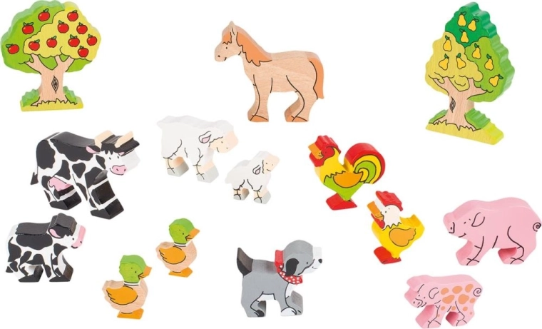 Figuras de madera Granja con personajes