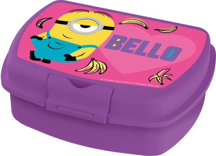 Caja de almuerzo de plástico Minions, morada