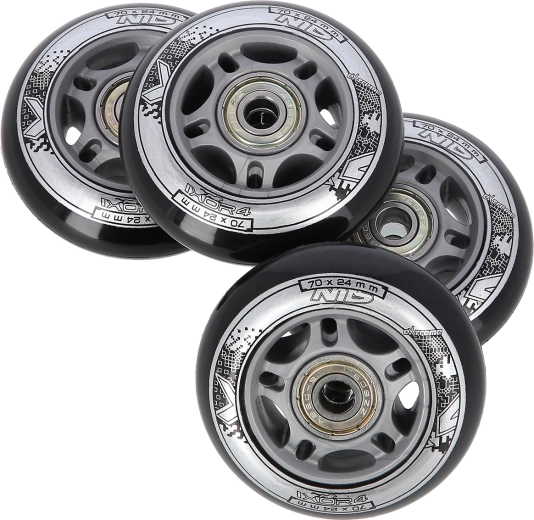Juego de ruedas negras 70 × 24 mm con rodamientos ABEC 9 NILS EXTREME
