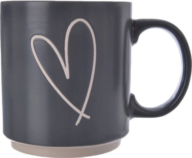 Taza de cerámica con corazón negra 400 ml