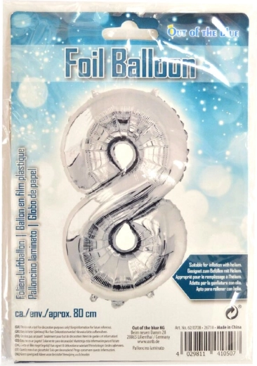 Globo de foil número 8 plateado 80 cm